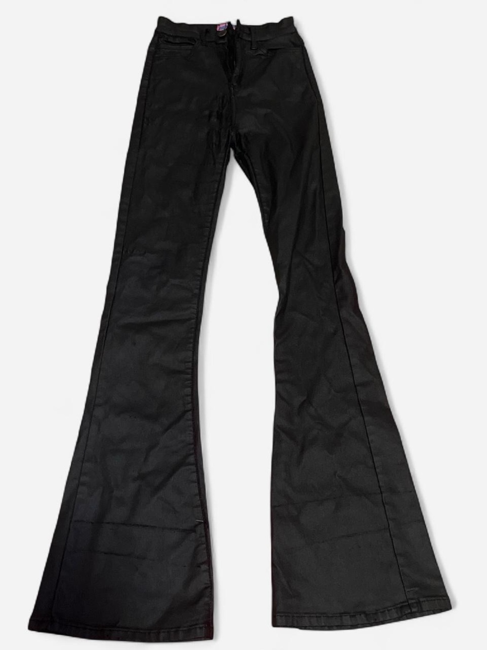 Black Women's Flared Vegan Leather Pants